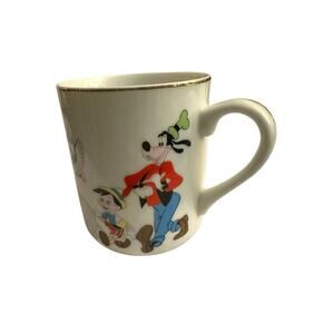 Vintage Walt Disney Gold Rim 12 Oz Coffee Mug Mickey Mouse Parade Disneyland